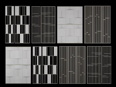 Stylish Room Partitions With Various Grid Striped And Block Patterns For Modern Interior Design 3d model