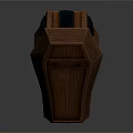 Wooden Coffin With Natural Wood Grain And Black Metal Hinges Design