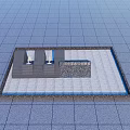 Modern Water Fountain Design With Stone Base And Square Paved Area