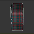 Red And Green Plaid Folding Lounge Chair With Metal Frame For Outdoor Use
