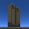 High Rise Modern Residential Building Exterior Design With Beige Brown Facade And Blue Sky Background
