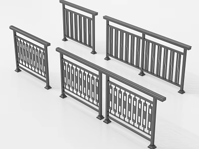 Various Metal Railings With Decorative Patterns And Different Designs For Outdoor Use 3d model