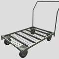 Heavy Duty Metal Hand Cart With Grid Surface And Four Rolling Wheels