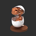 Cute Reptile Dinosaur with Sharp Teeth Hatching from White Egg Shell