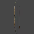 Traditional Wooden Bow And Arrow Weapon Design With Curved Shape And Feathered Arrowhead