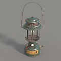 Vintage Teal Colored Portable Outdoor Lantern With Metal Frame Handle And Rustic Finish