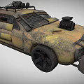 Rusty Modified Armored Car With Spiked Front And Roof Mounted Gear