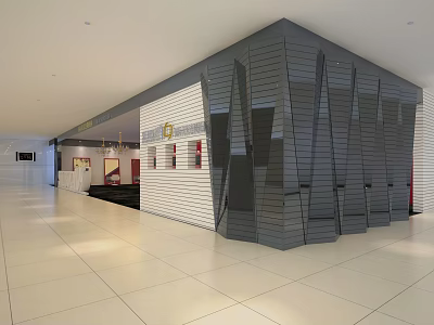 Modern Mall Store With Geometric Facade White Gray Walls And Display Windows 3d model