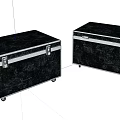 Black Luggage Cases With Silver Trim Metal Latches And Rolling Wheels