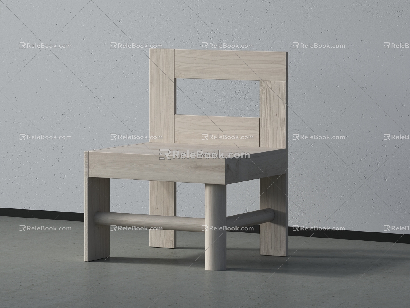 Log Style Single Chair Chair Solid Wood Furniture Chair Backrest Chair 3d model