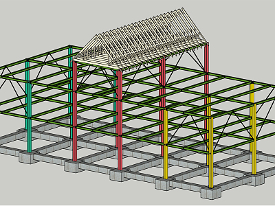 modern steel frame steel structure building model