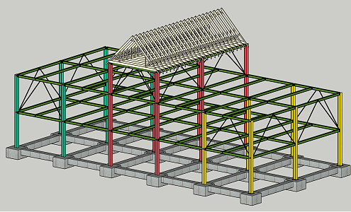 modern steel frame steel structure building 3d model