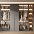 Modern Wardrobe Interior With Illuminated Shelves Hanging Rods And Storage Compartments