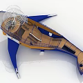 Blue Yellow Sea Animal Playground Equipment With Climbing Net