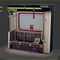Subway Carriage Interior With Purple Seats Yellow Handrails And Emergency Button