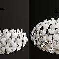 Modern White Chandelier With Circular Structure And Petal Shaped Decorative Elements 3d model