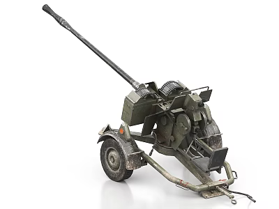 Vintage Military Field Gun With Wheeled Carriage And Long Barrel Structure 3d model