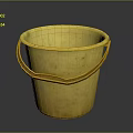 Practical Yellow Household Bucket With Golden Curved Handle For Daily Use