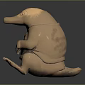 Light Brown Anteater Sculpture In Sitting Pose With Textured Surface Against Dark Background