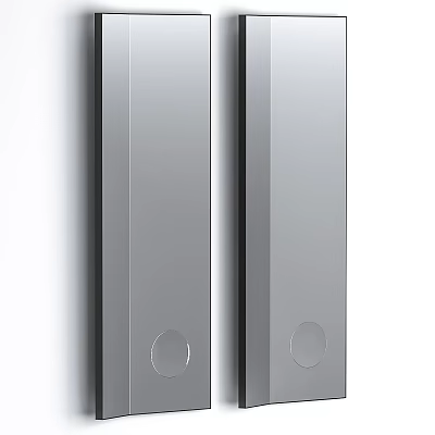 Sleek Modern Silver Double Panel Mirror Design With Circular Details And Smooth Finish 3d model
