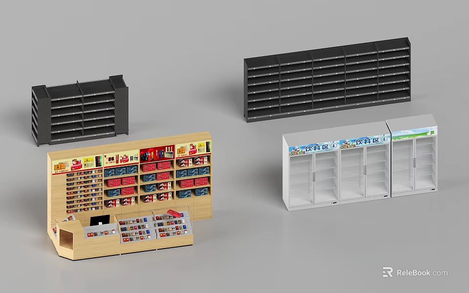 Modern Retail Display Shelves With Multi Layer Design And Commercial Storage Units 3d model