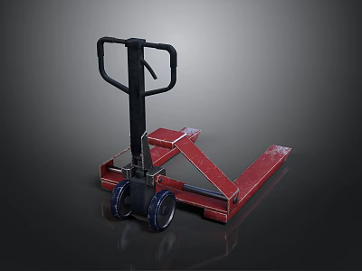 Red And Black Manual Pallet Jack With Heavy Duty Wheels For Industrial Use 3d model