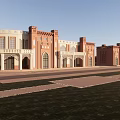 Featuring Traditional Commercial Street With Brick Architecture Archways And Open Plaza