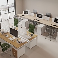 Office Desk and Chair Combination Public Office Area Staff Office Desk and Chair 3d model