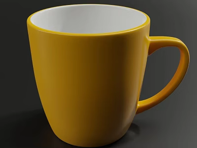 Yellow Ceramic Mug With White Interior And Simple Handle Design For Daily Use 3d model
