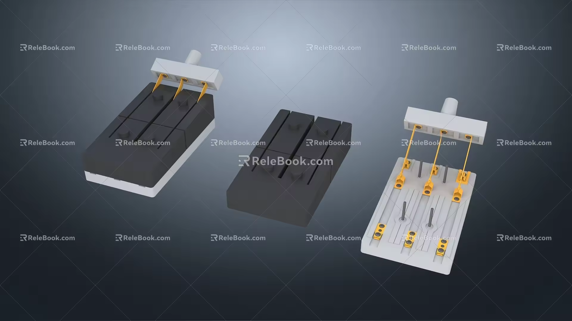 Open load switch rubber case knife switch old switch 3d model