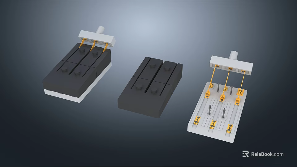 Industrial Electrical Equipment Connectors with Gold Contacts and Black and White Bases Components 3d model 
