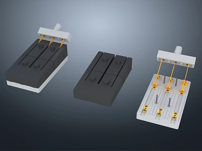 Industrial Electrical Equipment Connectors with Gold Contacts and Black and White Bases Components 3d model