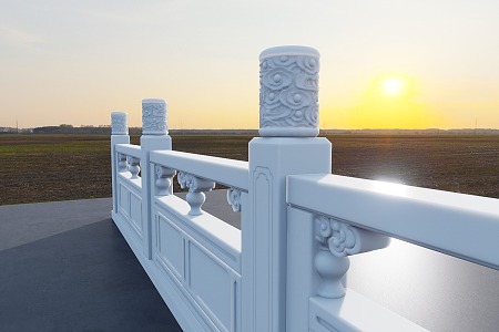 Chinese Guardrail Xiangyun Stigma White Jade Railing 3d model