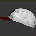 White Casual Cap With Red Brim Colorful Front Graphic And Stitched Details For Everyday Use