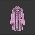 Black Long Coat With White Button Details And Elegant Cuff Design