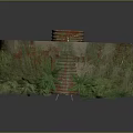 Cartoon Scene Of Green Plant Covered Semicircular Hut With Wooden Door And Ferns