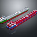 Two Large Cargo Ships With Colorful Hulls 3d model