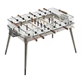 Modern Foosball Table With Glass Top Wooden Legs And Player Figures For Home Game Room
