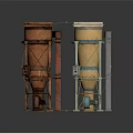 Industrial Conical Equipment With Rusty Red And Beige Metal Frames Worn Texture