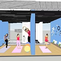 Modern Indoor Fitness Space With People Doing Yoga And Workout Activities