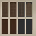 Brown And Black Wardrobe Doors With Rectangular Arched Top Lattice And Solid Panels 3d model