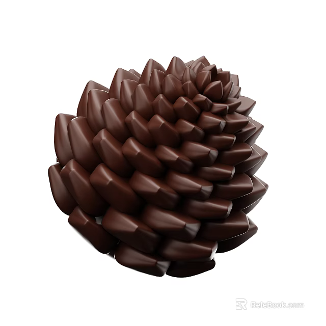 Elegant Brown Pinecone Shaped Decorative Ornament Set For Home Decor 3d model 