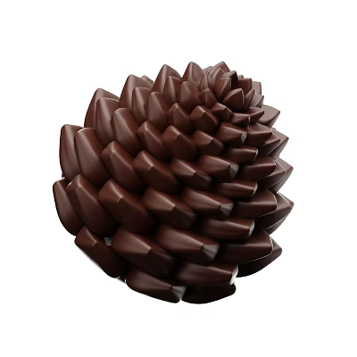Elegant Brown Pinecone Shaped Decorative Ornament Set For Home Decor 3d model