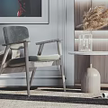 Modern Accent Chair in Stylish Interior with Side Table Dried Pampas Grass and Artwork