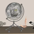 Caribbean Pirate Ship Micro Square Transparent Globe Desktop Ornaments Combination Flying Dutchman 3d model