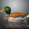 Colorful Duck Decorative Statue With Green Head Orange Beak And Multicolor Body