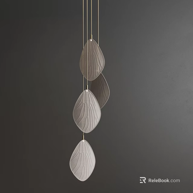 Modern Leaf Shaped Chandelier Design With Hanging Pendants For Home Interior Decor 3d model 