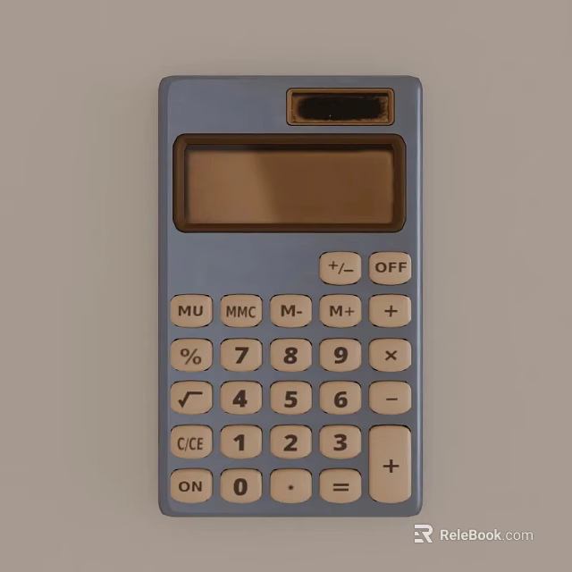 Blue Solar Calculator With Display Screen Numeric Keypad And Function Buttons 3d model 