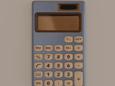Blue Solar Calculator With Display Screen Numeric Keypad And Function Buttons 3d model