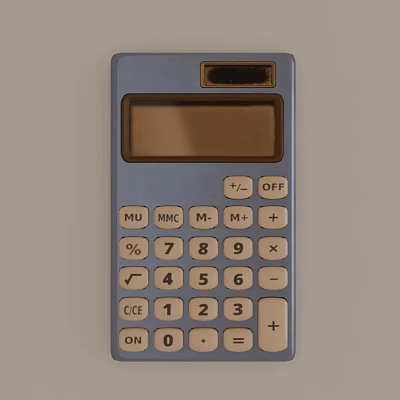 Blue Solar Calculator With Display Screen Numeric Keypad And Function Buttons 3d model